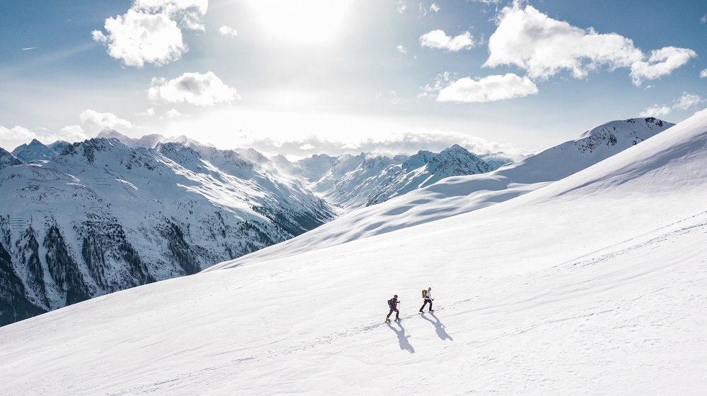 two alpine skiers