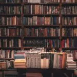 books-on-wooden shelf