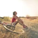 female biker resting