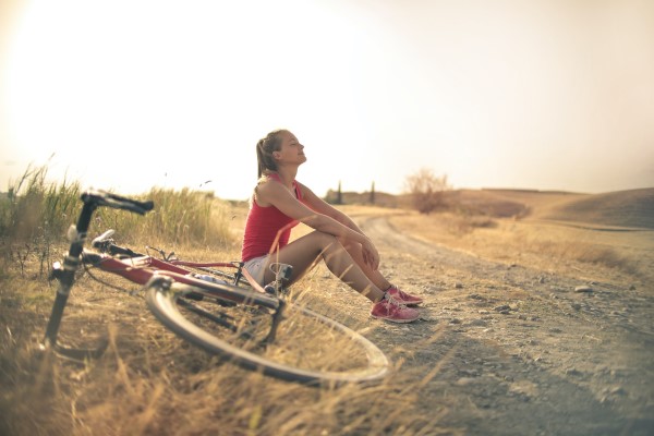 female biker resting